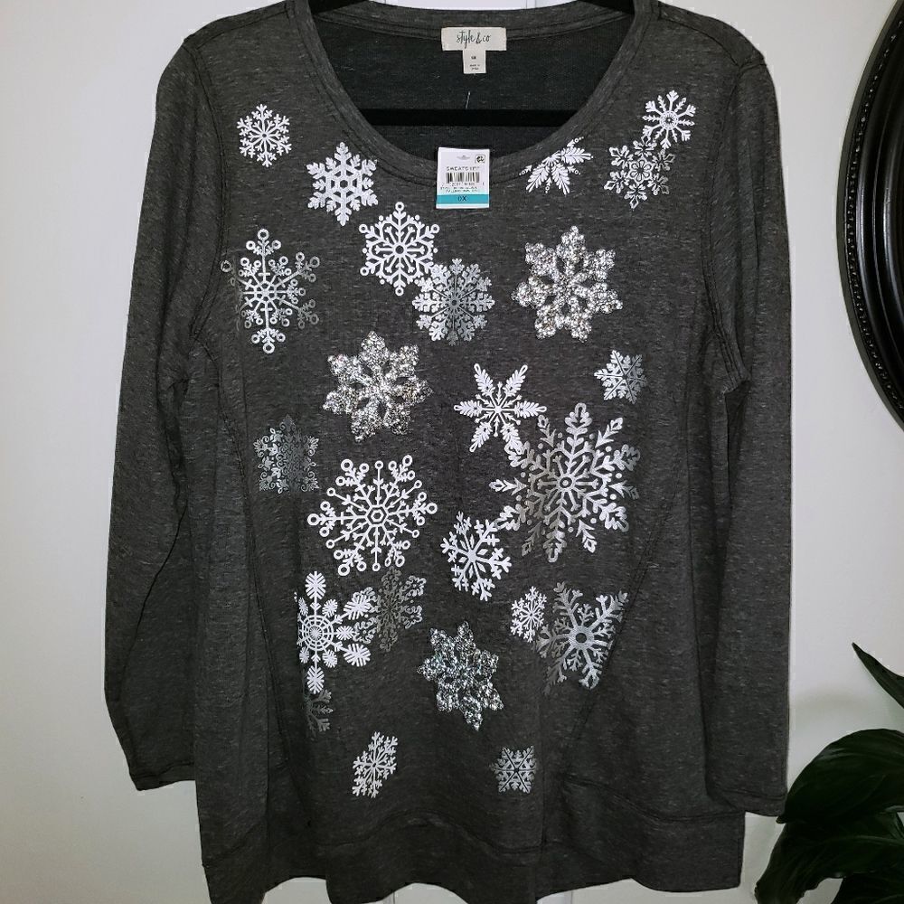 Style & Co. Snowflake Graphic Sweatshirt - Picture 2 of 7